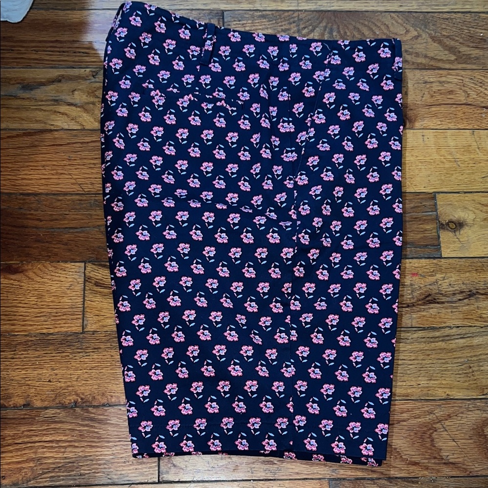 Talbots Navy Floral Relaxed Chino Shorts
